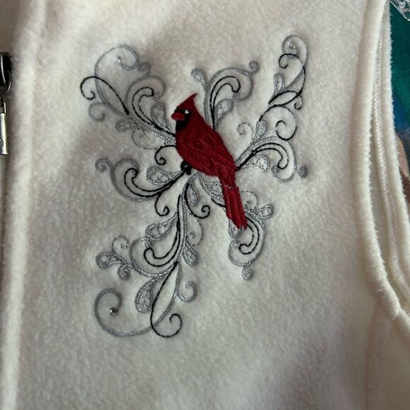NORTHERN REFLECTIONS Women's Embroidered Cardinal Fleece Full Zip Vest M - Picture 3 of 16